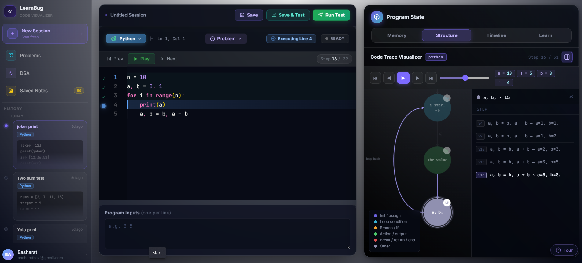 LearnBug code trace visualizer